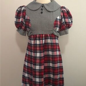SOLD LOCAL PU: Handmade Plaid & Houndstooth Print Dress w/ Poofy Sleeves